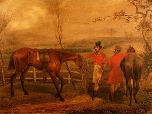 Łowcy palący przy płocie (para 63919) autorstwa Henry Thomas Alken