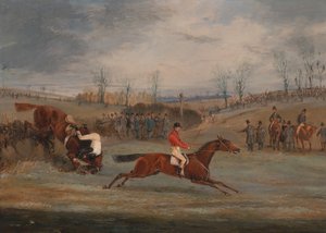 Sceny z gonitwy z przeszkodami: Blisko mety, ok. godz. 1845. autorstwa Henry Thomas Alken