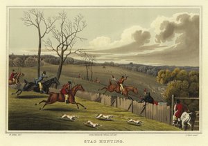 Polowanie na jelenie (chromolitho) autorstwa Henry Thomas Alken