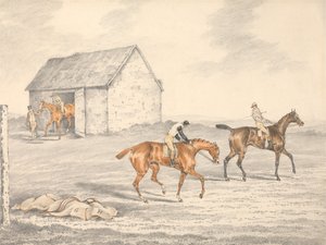 Wyścig St. Leger w Doncaster: Przygotowania do startu autorstwa Henry Thomas Alken