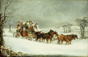 Royal Mail z Yorku do Londynu na otwartej drodze zimą, autorstwa Henry Thomas Alken