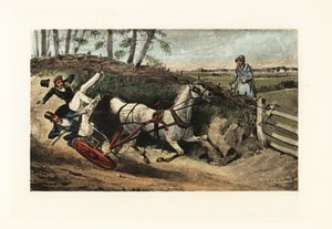 Wiktoriańscy angielscy dżentelmeni wyrzuceni z jednego konia na kanapie autorstwa Henry Thomas Alken
