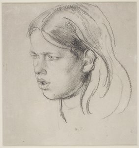 Głowa dziewczyny (kreda na papierze) autorstwa Henry Tonks