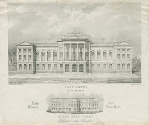 Stoke-upon-Trent - Planowany nowy rynek i ratusz: litografia, bd [ok. 1834] autorstwa Henry Ward
