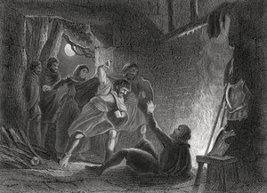 Śmierć hrabiego Desmond, z „Historii Irlandii” Thomasa Wrighta, opublikowanej ok. 1854 r.