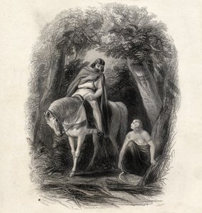 Król Cormac (zm.1138) i Fair Eithne, grawerowane przez J.Rogersa, z „Historii Irlandii” T.Wrighta, 1855 autorstwa Henry Warren