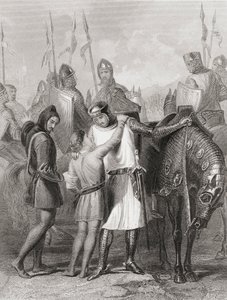 Richardas, Pembroko grafas, atsisveikinęs su savo broliu prieš išvykdamas į Airiją 1169 m., iš Thomaso Wrighto „Airijos istorijos“, išleisto apie 1854 m. autorstwa Henry Warren