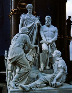 Manufaktury, grupa rzeźbiarska z Albert Memorial, ukończona w 1876 r. (granit)