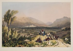 Plains and City of Vitoria, ze Szkiców scenerii w baskijskich prowincjach Hiszpanii, z wyborem muzyki narodowej?, pub. 1838 (grawerowanie ręcznie kolorowane) autorstwa Henry Wilkinson