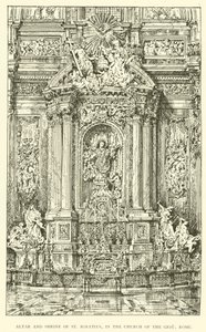 Ołtarz i sanktuarium św Ignacego w kościele Gesu w Rzymie (rycina) autorstwa Henry William Brewer