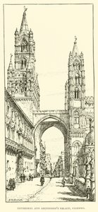 Katedra i Pałac Arcybiskupi, Palermo (rycina) autorstwa Henry William Brewer