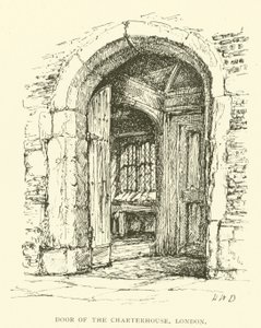 Drzwi Charterhouse, Londyn (grawerowanie) autorstwa Henry William Brewer