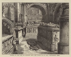 Pogrzeb zmarłego Sir Rowlanda Hilla, Kaplica św. Pawła, Opactwo Westminsterskie autorstwa Henry William Brewer