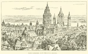Katedra w Moguncji, jak za czasów św. Ignacego (rycina) autorstwa Henry William Brewer