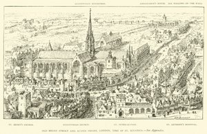 Old Broad Street i Austin Friars, Londyn, czasy św. Ignacego (rycina) autorstwa Henry William Brewer