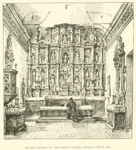 Prywatna kaplica pałacu Borgia, Gandia (rycina) autorstwa Henry William Brewer