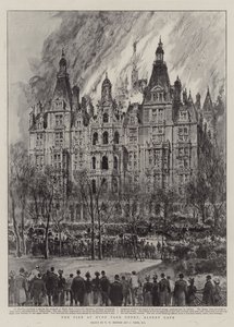 Pożar w Hyde Park Court, Albert Gate autorstwa Henry William Brewer