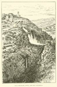 Villa Mecenate, Tivoli i Cascatelle (grafika) autorstwa Henry William Brewer