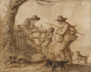 A Rustic Family, ok. 1780 (długopis, pędzel i atrament sepia na papierze) autorstwa Henry William Bunbury
