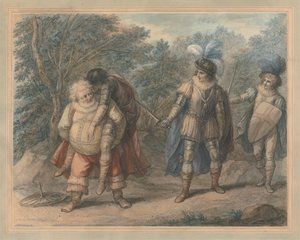 Falstaff niosący martwego Hotspura autorstwa Henry William Bunbury
