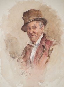 Portret mężczyzny w cylindrze (akwarela)