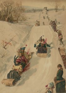 Saneczkarstwo, L. Prang and Co., 1886 (akwatinta)