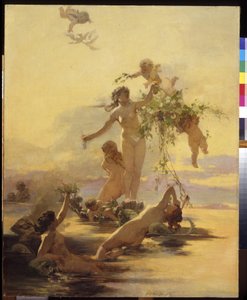 Najady (najady). Obraz Henryka Sieliradzkiego (1843-1902), olej na płótnie. sztuka polska