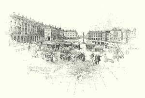 Covent Garden z portyku kościoła św. Pawła w Londynie, 1749 (lito) autorstwa Herbert (after) Railton