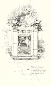 Drzwi i schody do komnat dr Johnsona, Inner Temple Lane, Londyn (lito) autorstwa Herbert (after) Railton