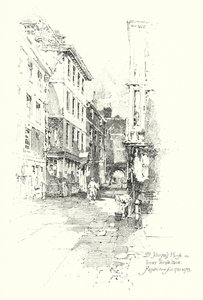 Dom dr Johnsona, Inner Temple Lane, mieszkał tam od 1760 do 1765 roku (lito) autorstwa Herbert (after) Railton