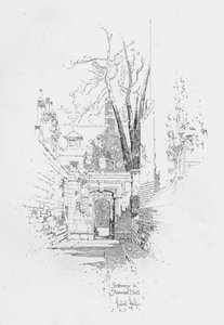 Brama do Frewen Hall w Oksfordzie (lito) autorstwa Herbert (after) Railton