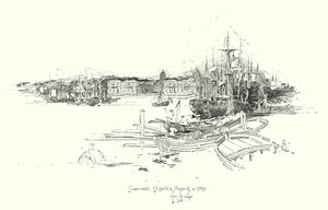 Greenwich Hospital i wysyłka, w 1749 (lito) autorstwa Herbert (after) Railton