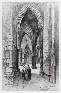 Wnętrze kościoła świątynnego (rycina) autorstwa Herbert (after) Railton