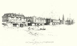 Old London Bridge, z kościoła św. Olafa autorstwa Herbert (after) Railton