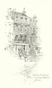Rezydencja Thomasa Daviesa w Londynie, gdzie po raz pierwszy spotkali się dr Johnson i James Boswell (lito) autorstwa Herbert (after) Railton