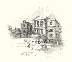 Sessions House, Old Bailey, Londyn (lito) autorstwa Herbert (after) Railton