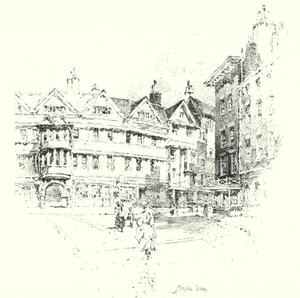 Staple Inn, Londyn (lito) autorstwa Herbert (after) Railton