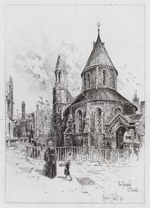 Kościół Świątyni (rycina) autorstwa Herbert (after) Railton