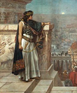 Starożytność rzymska: ""Ostatnie spojrzenie Zenobie na Palmirę"" Cesarzowa Palmyra Septimia Batzabbai Zenobia schwytana przez rzymskiego cesarza Aurelian musi opuścić swoje królestwo, 272"" Obraz Herberta Gustave