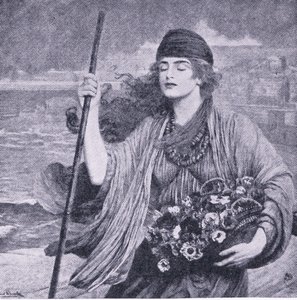 Nydia, niewidoma dziewczyna z Pompejów, ilustracja ze Światowej Biblioteki Najlepszych Książek, ok. 1940 r. autorstwa Herbert Gustave Schmalz