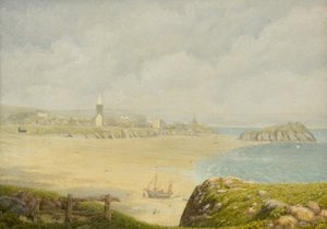 Tenby, plaża (olej na płótnie) autorstwa Herbert Isambard Owen