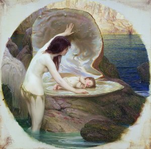 Dziecko wody, ok. 1900 r. (olej na płótnie) autorstwa Herbert James Draper