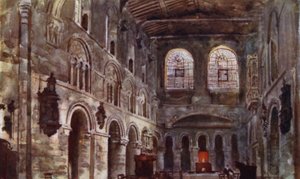 Wnętrze kościoła św. Bartłomieja przed restauracją (kolor lito) autorstwa Herbert Menzies (after) Marshall