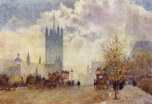 Victoria Tower i East End of Westminster Abbey (kolor lito) autorstwa Herbert Menzies (after) Marshall