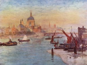 Widok z mostu Waterloo (kolor lito) autorstwa Herbert Menzies (after) Marshall