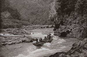 Strzelanie do bystrza Katsura-gawa (zdjęcie czarno-białe) autorstwa Herbert Ponting