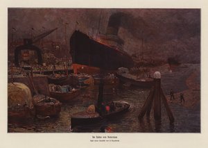 W porcie w Rotterdamie (kolorowa litografia) autorstwa Herman Heijenbrock