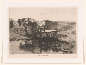 Wóz konny na wrzosowisku Na wrzosowisku (tytuł na obiekcie) autorstwa Herman Johannes van der Weele