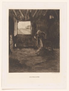 Kobieta w stodole Wdowa (tytuł na obiekcie) autorstwa Herman Johannes van der Weele