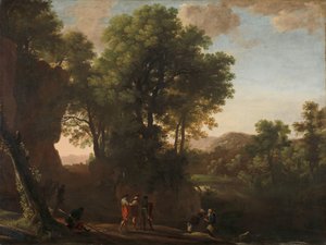Krajobraz z chrztem eunucha autorstwa Herman van Swanevelt